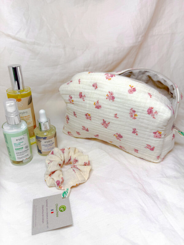 trousse de toilette fleuri jaune